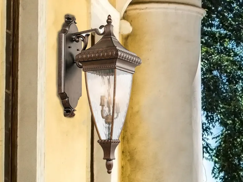 Große historische Außenwand Laterne VENETIAN RAIN, Bronze Höhe 79cm