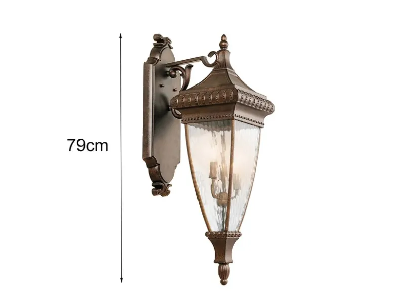 Große historische Außenwand Laterne VENETIAN RAIN, Bronze Höhe 79cm