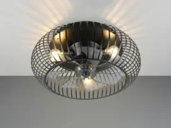 Große Industrial Deckenleuchte JOHANNA mit Ventilator & Fernbedienung Ø 61cm