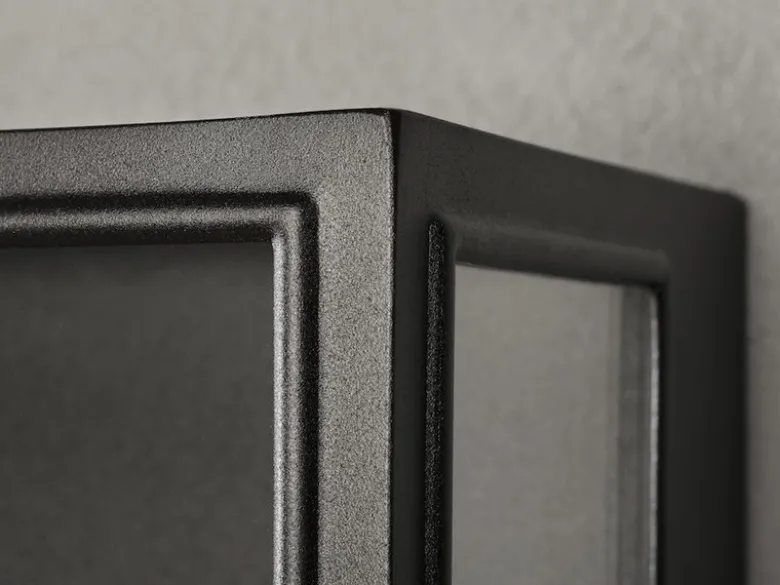 Große LED Außenwandlaterne aus Stahl Schwarz mit Klarglas, Höhe 40cm