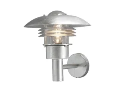 Große LED Außen Wandlaterne stehend, Stahl Silber, Höhe 29cm