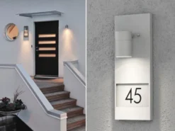Große LED Außenwandleuchte / Hausnummernleuchte Downlight, Grau