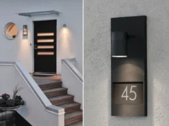 Große LED Außenwandleuchte / Hausnummernleuchte Downlight, Schwarz