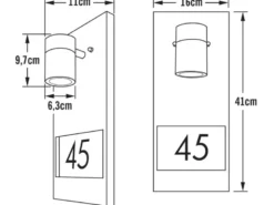 Große LED Außenwandleuchte / Hausnummernleuchte Downlight, Edelstahl