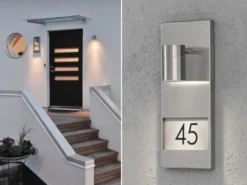 Große LED Außenwandleuchte / Hausnummernleuchte Downlight, Edelstahl