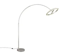 Große LED Bogenlampe AMADOR dimmbar aus Metall Silber, Höhe 205cm