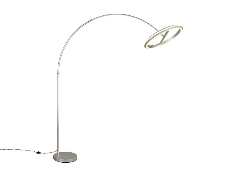 Große LED Bogenlampe AMADOR dimmbar aus Metall Silber, Höhe 205cm