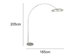 Große LED Bogenlampe AMADOR dimmbar aus Metall Silber, Höhe 205cm
