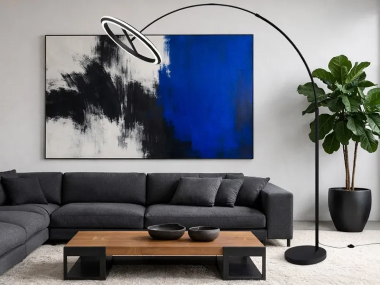Große LED Bogenlampe AMADOR dimmbar aus Metall Schwarz, Höhe 205cm