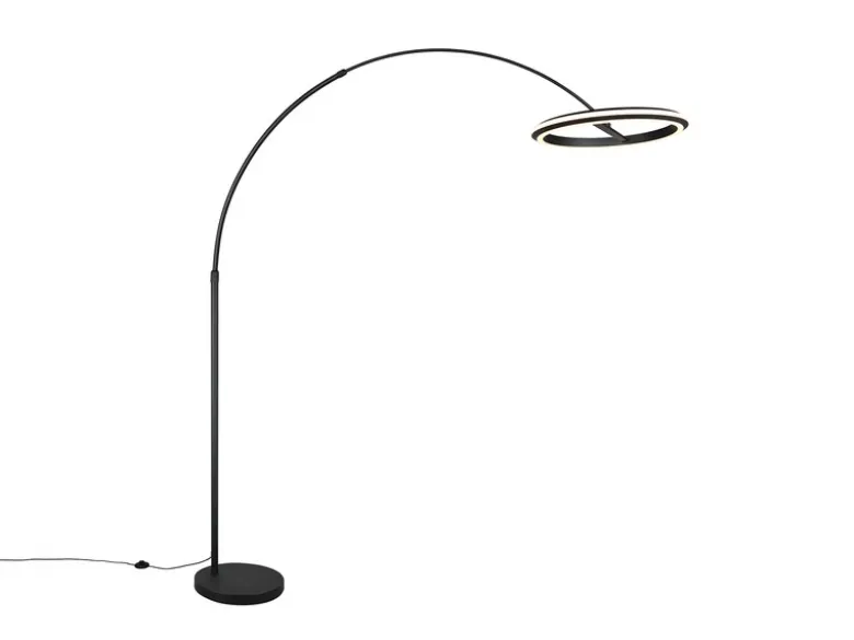 Große LED Bogenlampe AMADOR dimmbar aus Metall Schwarz, Höhe 205cm