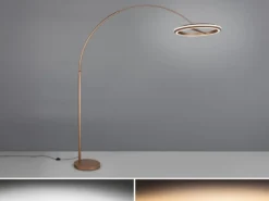 Große LED Bogenlampe AMADOR dimmbar aus Metall Coffee, Höhe 205cm