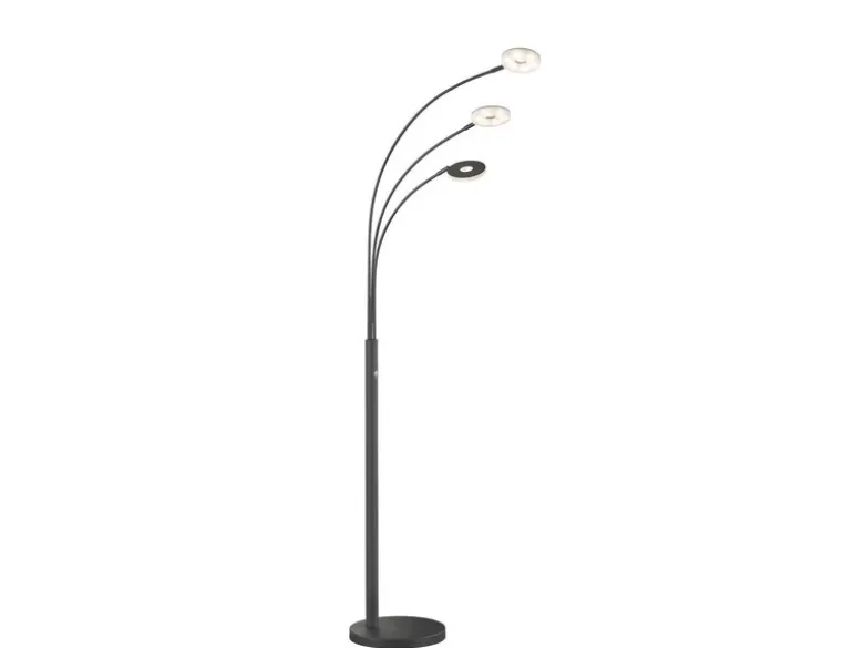 Große LED Bogenlampe DENT dimmbar Design Schwarz, Höhe 185cm