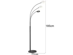 Große LED Bogenlampe DENT dimmbar Design Schwarz, Höhe 185cm
