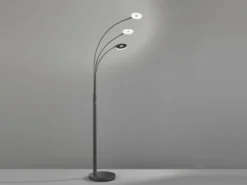 Große LED Bogenlampe DENT dimmbar Design Schwarz, Höhe 185cm