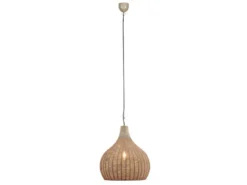Große LED Boho Pendelleuchte 1-flammig mit Lampenschirm aus Jute, Ø 54cm