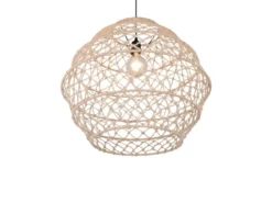 Große LED Boho Pendelleuchte mit Lampenschirm geflochten Hanfseil, Ø 60cm