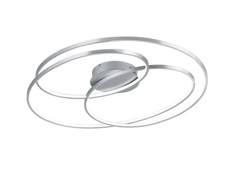 Große LED Deckenlampe GALE hell, dimmbar über Schalter, Silber, Breite 80cm