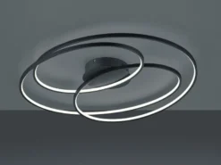 Große LED Deckenlampe GALE hell, dimmbar über Schalter, Schwarz, Breite 80cm