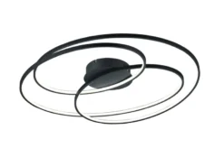 Große LED Deckenlampe GALE hell, dimmbar über Schalter, Schwarz, Breite 80cm