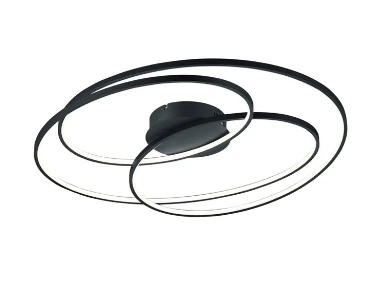 Große LED Deckenlampe GALE hell, dimmbar über Schalter, Schwarz, Breite 80cm