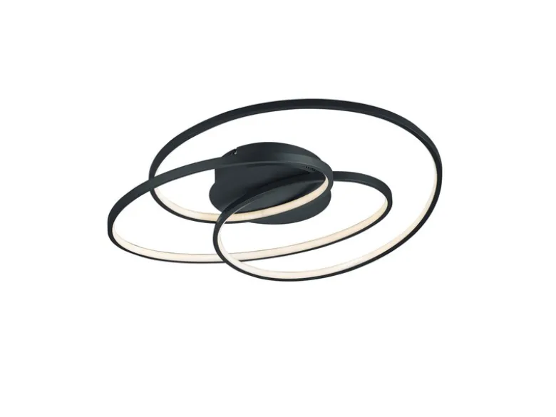 Große LED Deckenlampe GALE Schwarz, dimmbar über Schalter, Breite 60cm