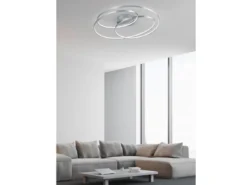 Große LED Deckenlampe GALE Silber, dimmbar über Schalter, Breite 60cm
