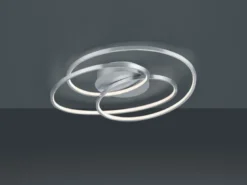 Große LED Deckenlampe GALE Silber, dimmbar über Schalter, Breite 60cm