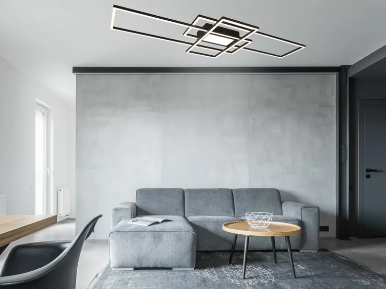 Große LED Deckenleuchte CANTA hell mit 6.600 Lumen, dimmbar, Anthrazit B: 105cm