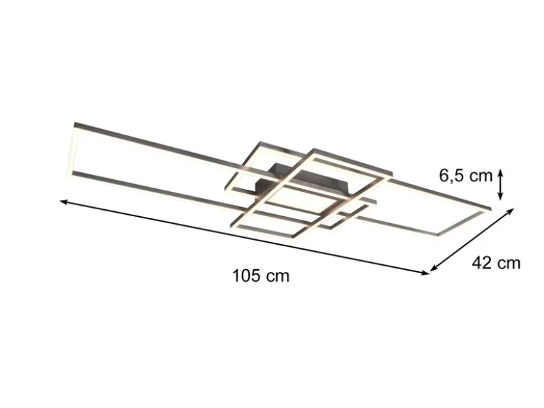 Große LED Deckenleuchte CANTA hell mit 6.600 Lumen, dimmbar, Silber Breite 105cm