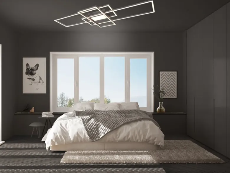 Große LED Deckenleuchte CANTA hell mit 6.600 Lumen, dimmbar, Silber Breite 105cm