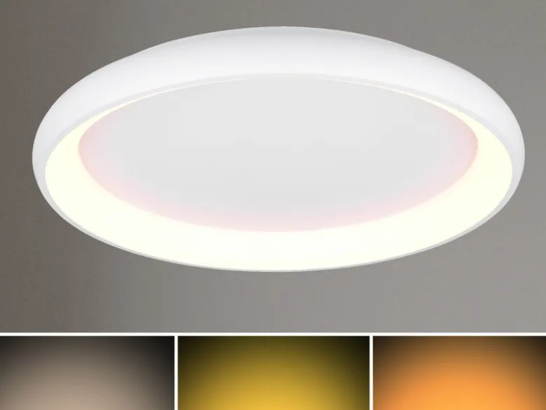 Große LED Deckenleuchte CARDONA hell & dimmbar über Schalter, Weiß rund Ø 75cm