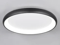 Große LED Deckenleuchte CARDONA hell, dimmbar über Schalter, Schwarz rund Ø 75cm