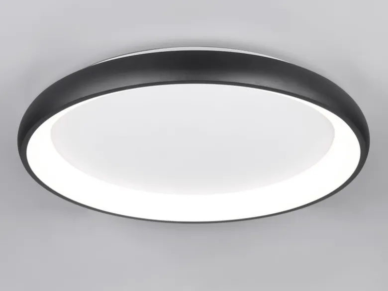 Große LED Deckenleuchte CARDONA hell, dimmbar über Schalter, Schwarz rund Ø 75cm