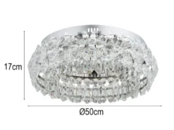 Große LED Deckenleuchte DIANN mit Glaskristallen in Blütenoptik, Ø 50cm