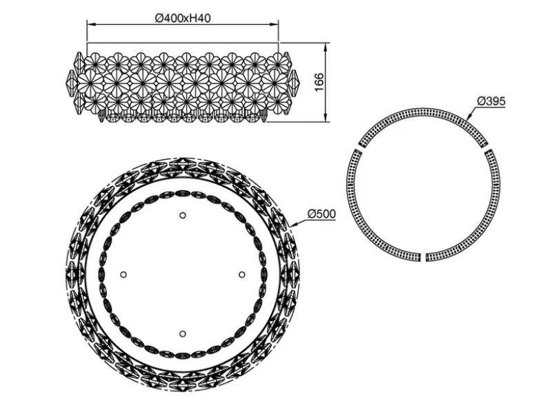 Große LED Deckenleuchte DIANN mit Glaskristallen in Blütenoptik, Ø 50cm