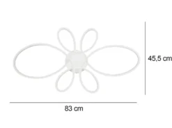 Große LED Deckenleuchte FLY geschwungen Weiß, Breite 83cm