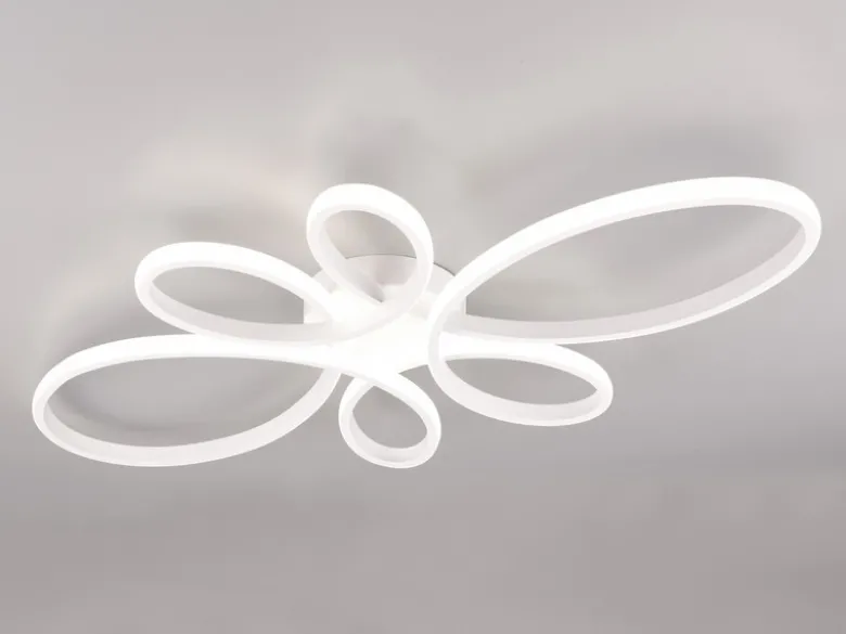 Große LED Deckenleuchte FLY geschwungen Weiß, Breite 83cm