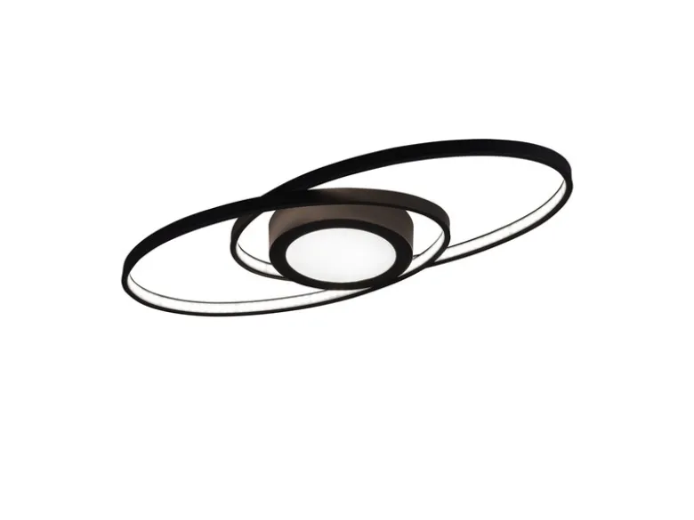 Große LED Deckenleuchte GALAXY Schwarz, dimmbar über Schalter, Breite 57cm