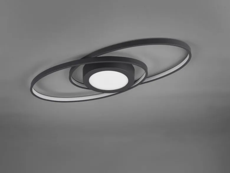 Große LED Deckenleuchte GALAXY Schwarz, dimmbar über Schalter, Breite 57cm