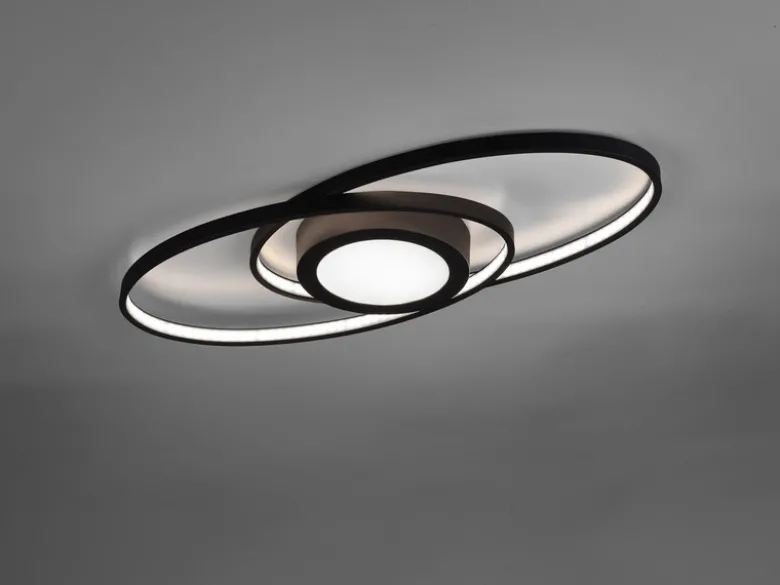 Große LED Deckenleuchte GALAXY Schwarz, dimmbar über Schalter, Breite 57cm