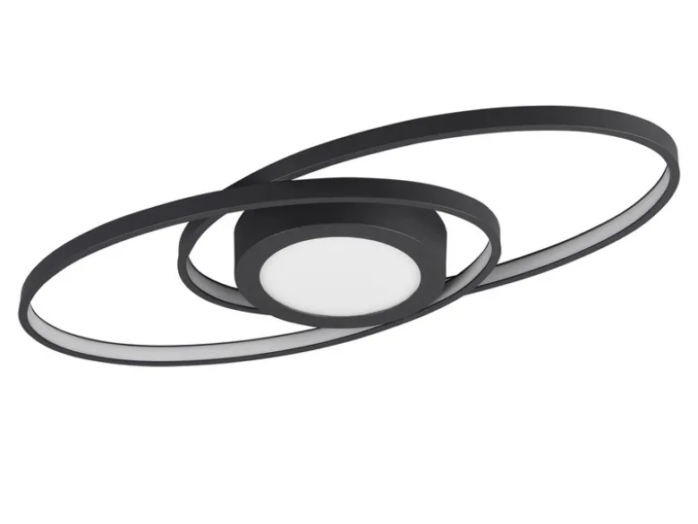 Große LED Deckenleuchte GALAXY Schwarz, dimmbar über Schalter, Breite 57cm