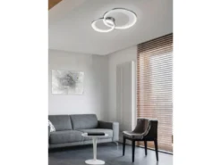Große LED Deckenleuchte GRANADA 2 Ringe Schwarz Gold, dimmbar, Breite 85cm
