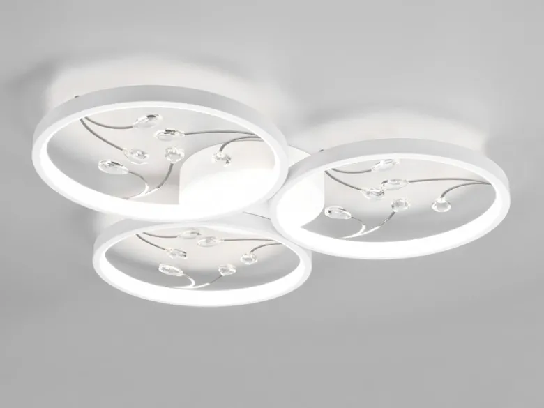 Große LED Deckenleuchte GROOVY Weiß mit 3 Stufen Dimmer, Ø 62cm
