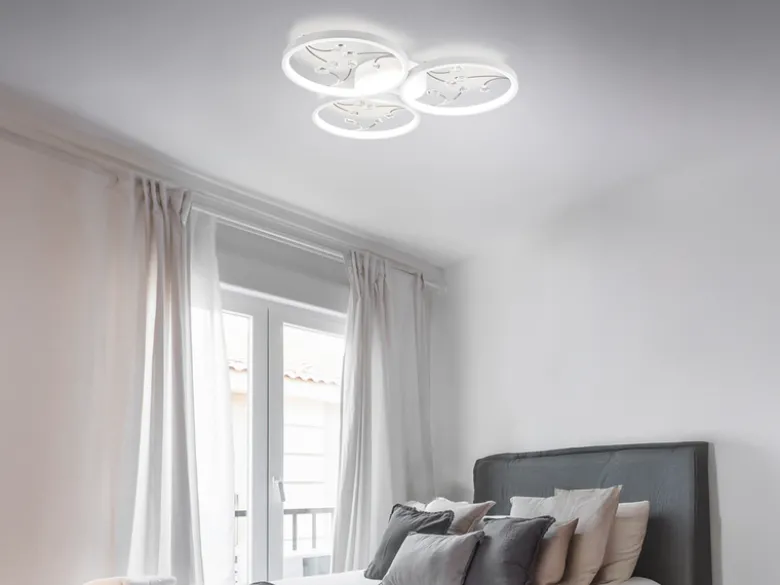 Große LED Deckenleuchte GROOVY Weiß mit 3 Stufen Dimmer, Ø 62cm
