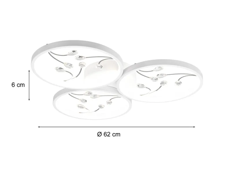 Große LED Deckenleuchte GROOVY Weiß mit 3 Stufen Dimmer, Ø 62cm