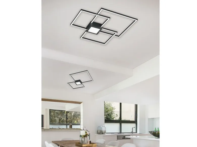 Große LED Deckenleuchte HYDRA dimmbar & extra flach, Silber, Breite 65cm