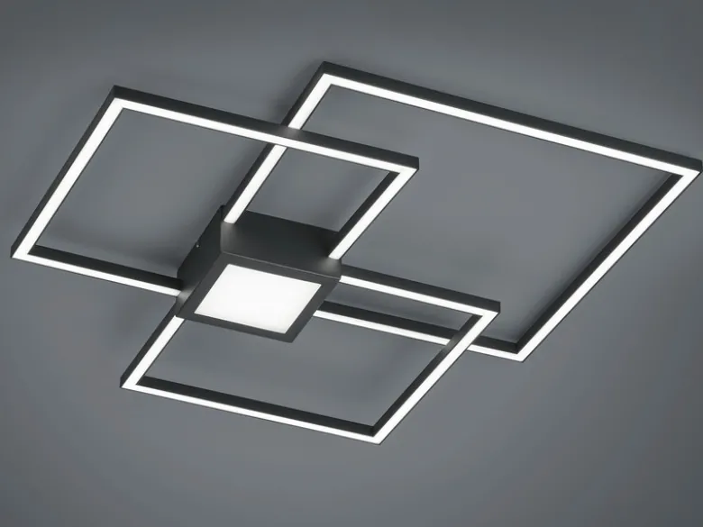 Große LED Deckenleuchte HYDRA dimmbar & extra flach, Anthrazit, Breite 65cm
