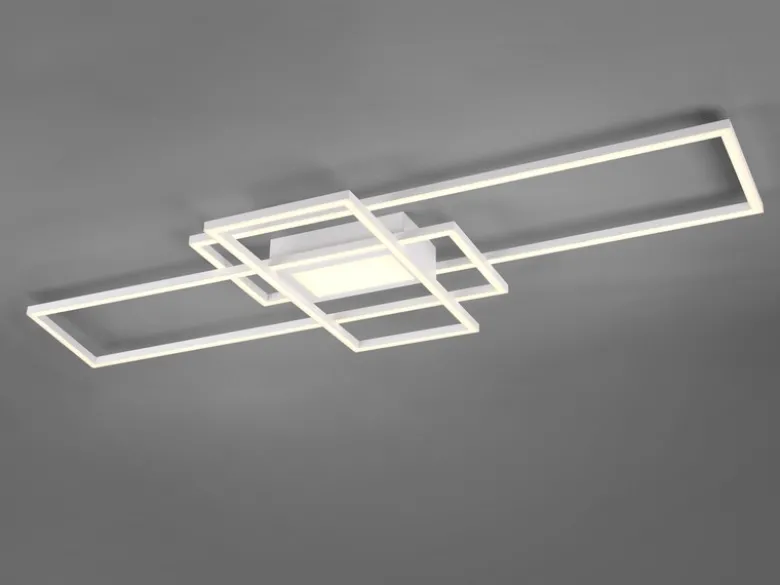 Große LED Deckenleuchte IRVINE Weiß mit Fernbedienung hell & dimmbar, B: 105cm