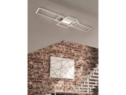 Große LED Deckenleuchte IRVINE Weiß mit Fernbedienung hell & dimmbar, B: 105cm