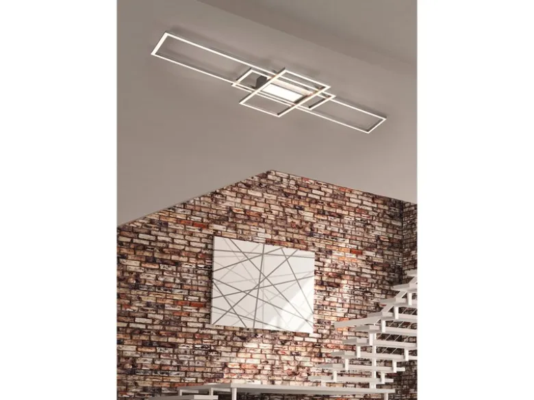 Große LED Deckenleuchte IRVINE Weiß mit Fernbedienung hell & dimmbar, B: 105cm